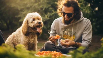 Man Camping With Dog